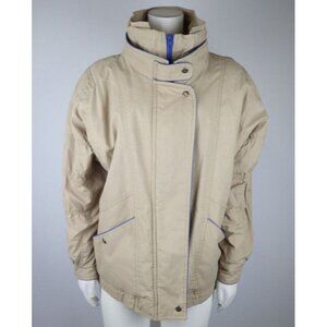 VINTAGE 80s 90s WOMEN'S BEIGE BOMBER JACKET COAT - IZZI - SIZE M
